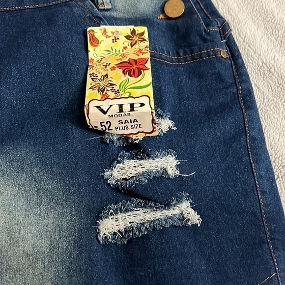 VIP MODAS Brasil Destroyed Denim Skort NWT Plus Size 52 - Picture 3 of 10